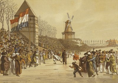 レディースアイススケートレース、レーワルデン、オランダ、1805 作： Dutch School