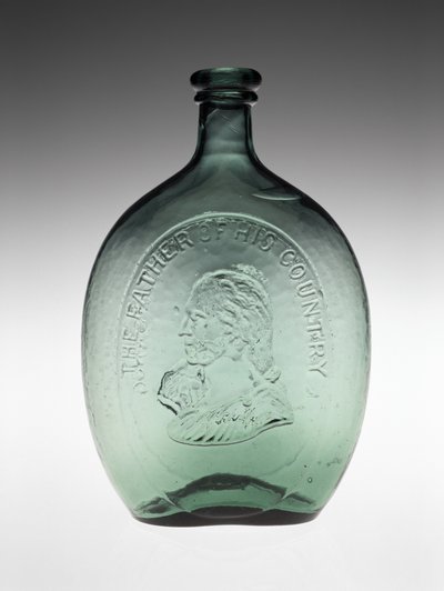 図柄入りフラスコ、1848年頃（非鉛ガラス 作： Dyottville Glass Works