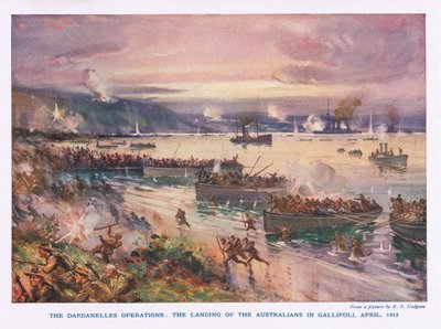 ダーダネル作戦：1915年4月、オーストラリア人がガリポリに上陸 作： E.S. Hodgson