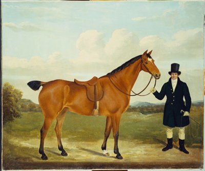 ハンターを風景に抱えている紳士 作： E.W. Gill