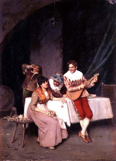 The Bashful Flower Seller」（油彩・キャンバス 作： E. Ascenzi