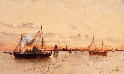 ラグーンの夕日 作： E. Aubrey Hunt
