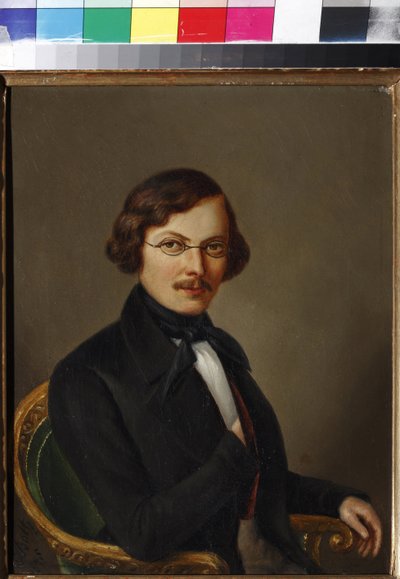作者ニコライ ゴーゴリ (1809-1852) パー ボルツ, E. (19 世紀半ばに活躍) の肖像。 キャンバスに油彩 作： E. Boltz