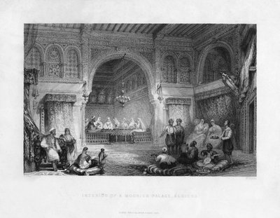 ムーア人の宮殿、アルジェ、アルジェリア、1839年のインテリア 作： E. Challis