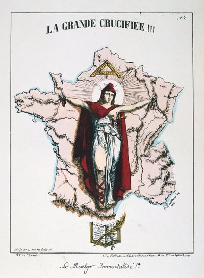 Le Martyr Immortalise !、共和党フランスの寓話、1871年。 作： E. Courtaux