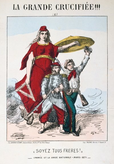 1871年、共和党のフランスの寓話である兄弟になる！ 作： E. Courtaux