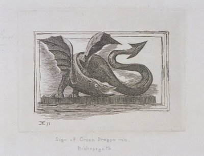 グリーン ドラゴン インの看板、ビショップスゲート、ロンドン、1871 年 作： E Edwards