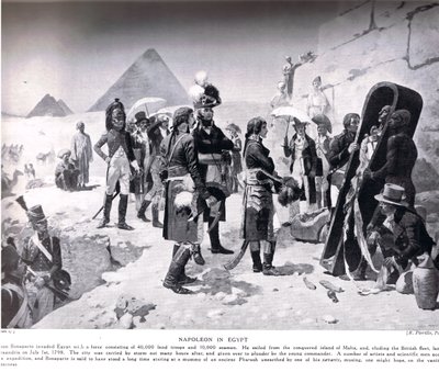エジプトのナポレオン、「ハチソンの国家の歴史」、1910年頃のイラスト 作： E. Fiorillo
