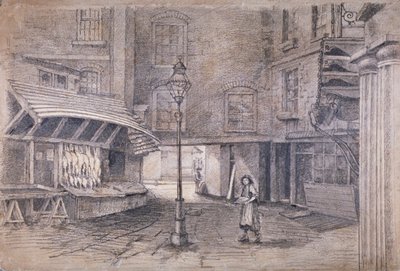 クレア マーケット、ウェストミンスター、ロンドン、c1850 にある家禽屋の店 作： E Holah