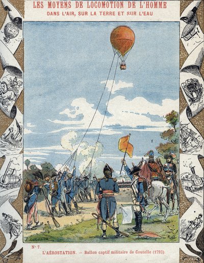 フランス人技師ジャン・マリー・ジョセフ（Jean-Marie-Joseph）・クーテル（1748-1835）が、フランス革命軍が敵を偵察するために作ったバルーン 作： E. Letellier