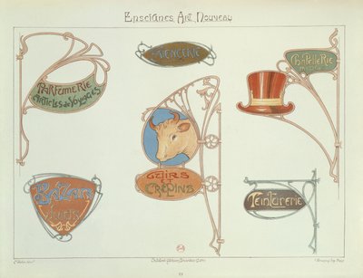 アールヌーボーショップサイン、1903年 作： E. Mulier