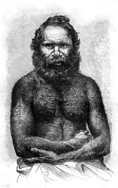 オーストラリア原住民、1886 作： Etienne Antoine Eugene Ronjat