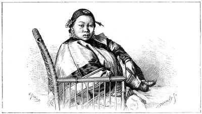 縛られた足を持つ女性、中国、19世紀 作： Etienne Antoine Eugene Ronjat