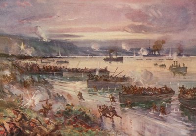 ダーダネルス作戦：オーストラリア人のガリポリ上陸、1915年4月 作： E. S. Hodgson