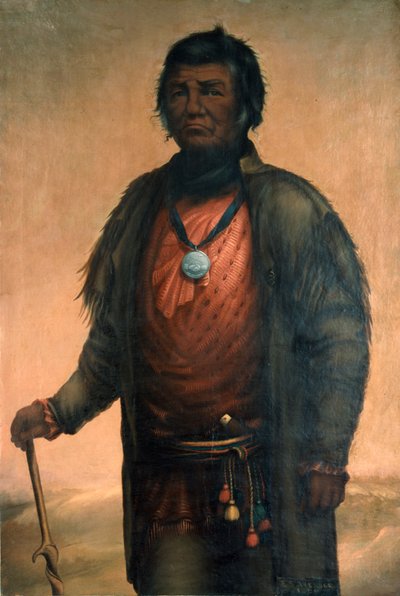1859年、ポタワトミ族首長、シャボナの肖像 作： E. S. Webber