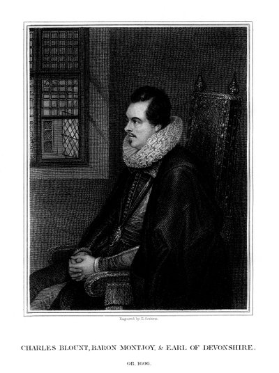 チャールズブラウント、初代デボン伯爵、イギリスの廷臣兼兵士、1827年。 作： E. Scriven