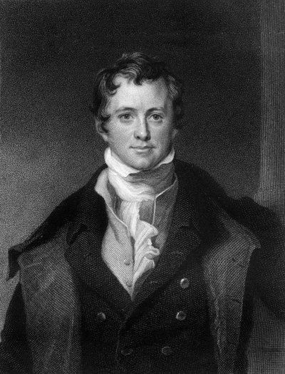 1845年、コーニッシュの化学者であり物理学者でもあるハンフリーデービー卿。 作： E. Scriven
