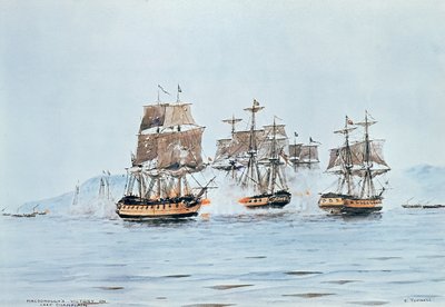サラトガのマクダナ提督がイギリス軍を撃破、シャンプレイン湖の戦い 作： E. Tufnell