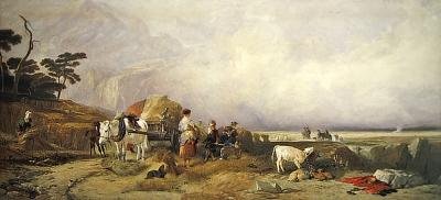 ハイランドでの収穫（水彩・紙） 作： E. and Callcott A. W. Landseer
