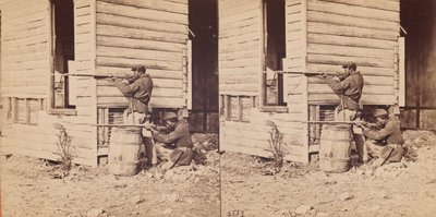「ダッチ ギャップ近くで勤務中のカラード ピケット」、1864 年。 作： E. and H.T. Anthony