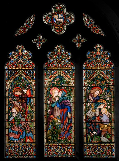 受胎告知、面会、そしてキリスト降誕、1860年頃 作： E. and Halliday Burne Jones