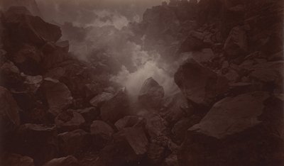 火山のクレーター、ケツァルテナンゴ-グアテマラ、1875年。 作： Eadweard Muybridge