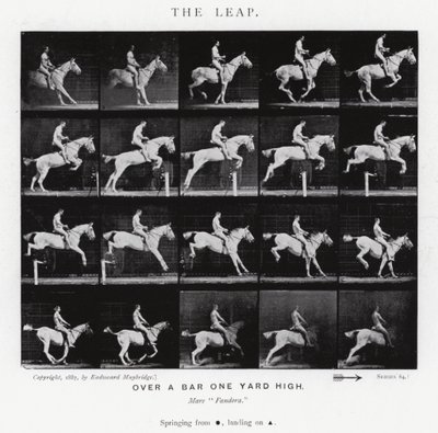 エドワード・マイブリッジ跳躍」（モノクロ写真 作： Eadweard Muybridge