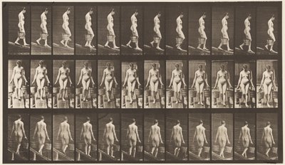 プレート121両手に水の入ったバケツを持って坂道を下る 作： Eadweard Muybridge