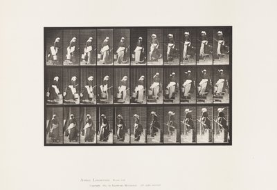 プレート148階段を下りてバケツの水を持って回る 作： Eadweard Muybridge