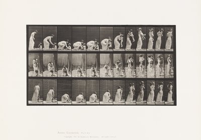 プレート214子供（70）を地面から持ち上げ、後ろを振り返る 作： Eadweard Muybridge