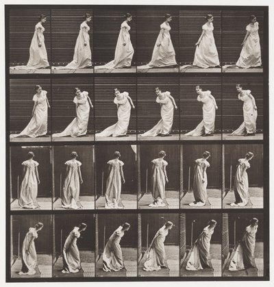 プレート231。列車を整列させるために身をかがめ、ターンする 作： Eadweard Muybridge