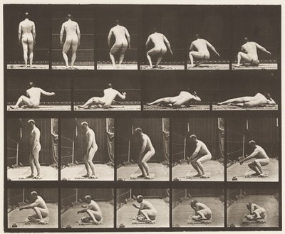 プレート257.地面に横たわる、1885 作： Eadweard Muybridge