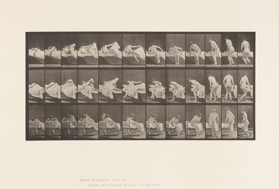プレート264ベッドから出てひざまずく準備 作： Eadweard Muybridge
