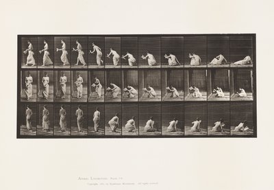 プレート271左手に紙を持って地面から立ち上がる 作： Eadweard Muybridge
