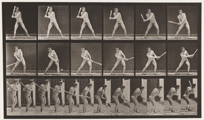 プレート275.ベースボール、バッティング（ローボール 作： Eadweard Muybridge
