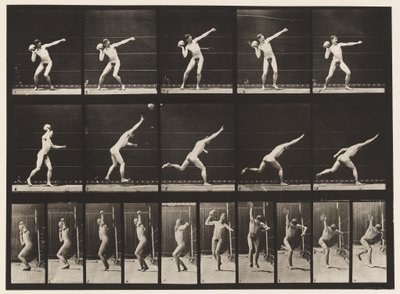 プレート314。20ポンドの岩を持ち上げる 作： Eadweard Muybridge