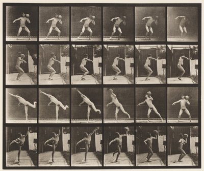 プレート315。20ポンドの岩を持ち上げる 作： Eadweard Muybridge