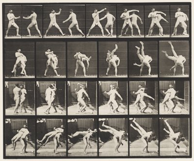 プレート332。ボクシング。クロス臀部（靴） 作： Eadweard Muybridge