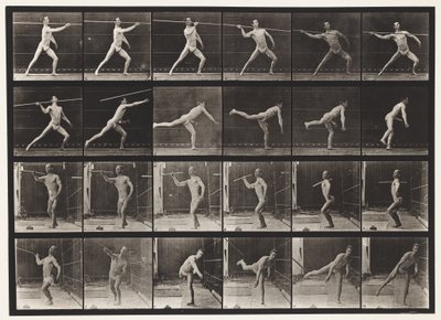 プレート361。投げ槍、1872-1885 作： Eadweard Muybridge