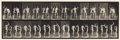 プレート 375鍛冶屋、2つのモデル、アンビルでのハンマー作業 作： Eadweard Muybridge