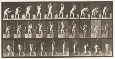 プレート378。鍛冶屋、アンビルのハンマー、両手 作： Eadweard Muybridge