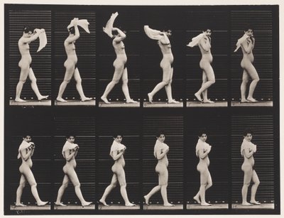 プレート40.歩く、肩にハンカチを投げる 作： Eadweard Muybridge