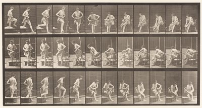 プレート410バスタブから出る、座る、足を拭く 作： Eadweard Muybridge