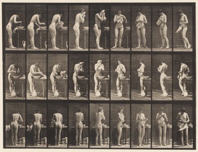 プレート412。洗顔、顔拭き、回転 作： Eadweard Muybridge