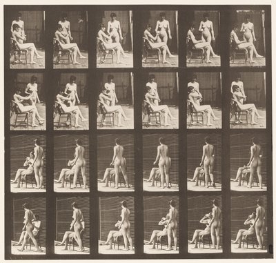 プレート451。2つのモデル、8杯のお茶、1テイクのカップとドリンク、1872-1885 作： Eadweard Muybridge