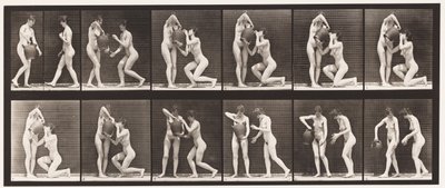 プレート452。2つのモデル、8ニール、手の中のウォータージャーからのドリンク、1872〜1885 作： Eadweard Muybridge