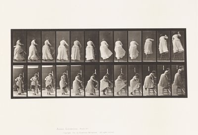 プレート457.椅子を踏んで、手を伸ばす 作： Eadweard Muybridge