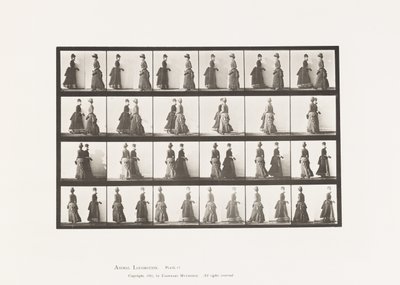 プレート45歩く2つのモデルが出会う、そして一部が回る 作： Eadweard Muybridge