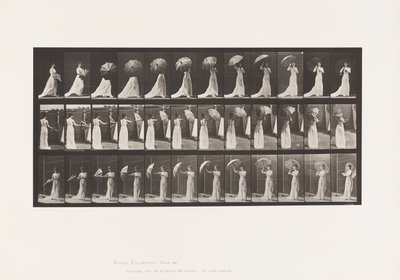 プレート 461日傘を開いて振り向く 作： Eadweard Muybridge