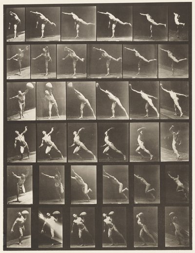 プレート523。A、打撃。 B、スローディスク; 作： Eadweard Muybridge